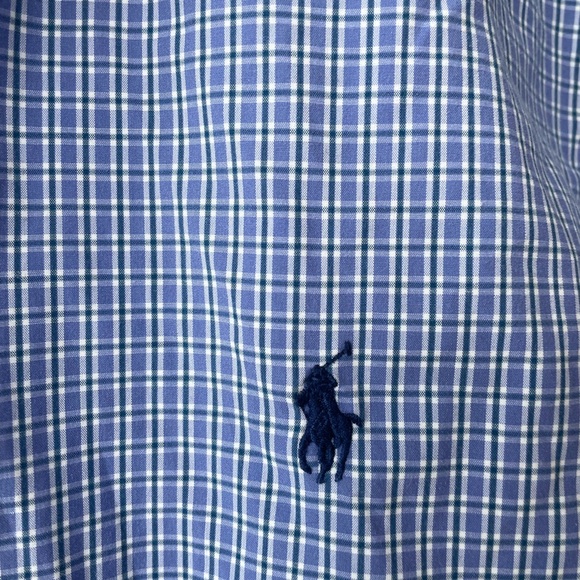 POLO RALPH LAUREN DRESS SHIRT, BLUE, CHECKERED - Picture 3 of 4